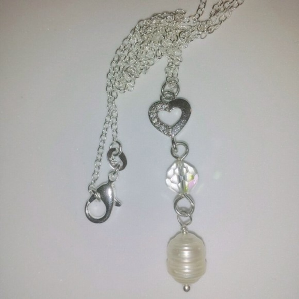 Genuine Pearls with 1950's Crystal Refurbished into a new Necklace
